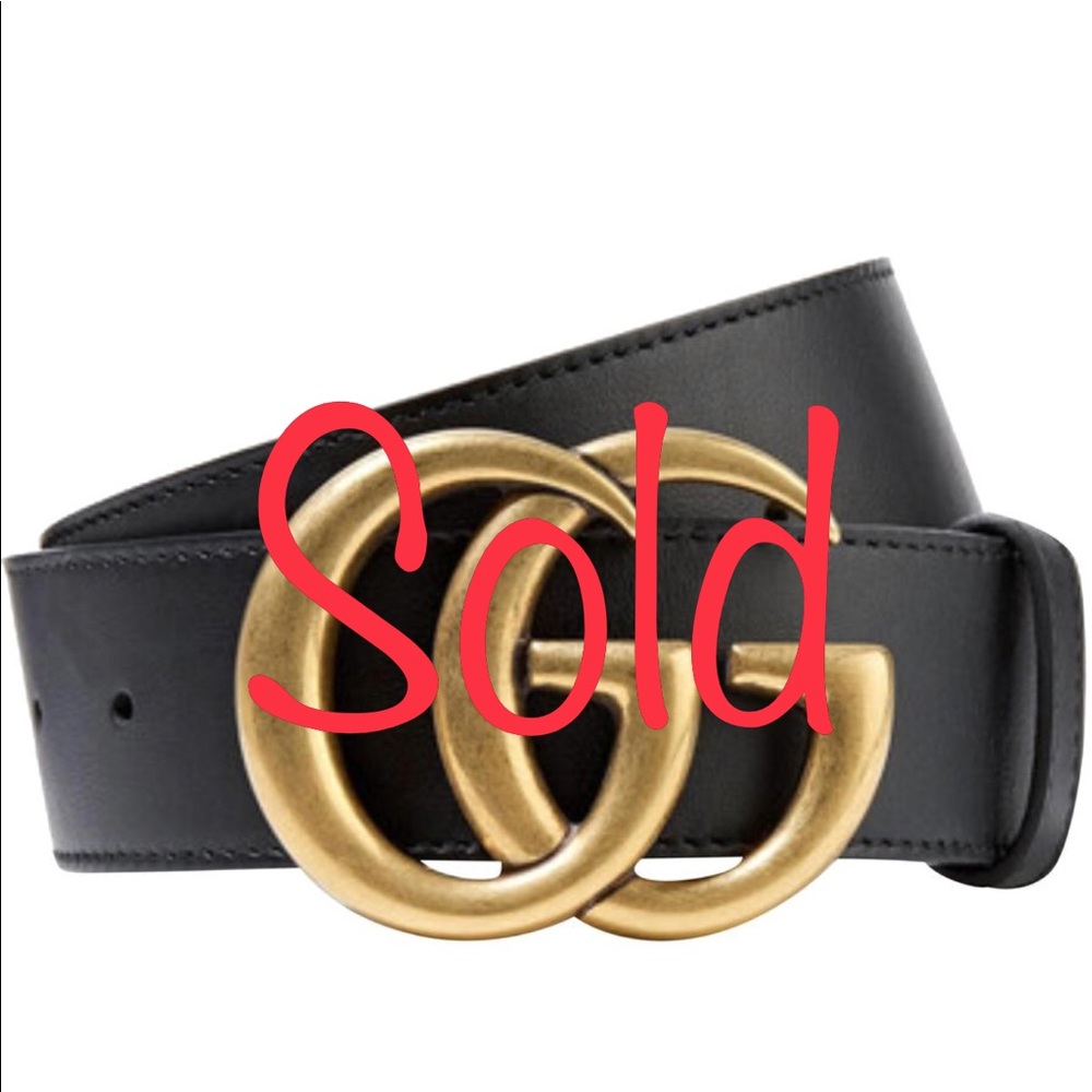 Leather belt with double G buckle